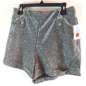 NWT Silver Sequins Stretch Shorts Size Small